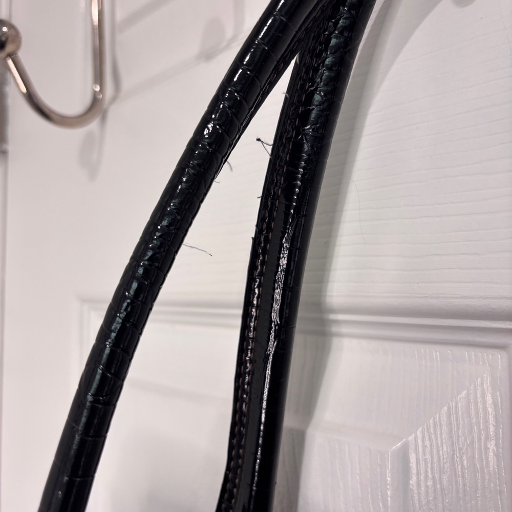 Liz Claiborne Black Crocodile-Embossed Handbag - Picture 3 of 7